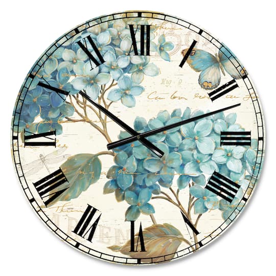 Designart 'Butterfly Blue Garden I Traditional Wall Clock